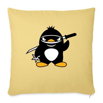 Pingouin Ninja Samouraï Japonais Katana Fighter - Housse de coussin décorative 45 x 45 cm - jaune délavé - Devant