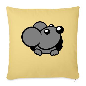 Maus Wand Loch Mauseloch Guckt Süß Lustig Comic - Sofakissenbezug 45 x 45 cm - Hellgelb - Vorne