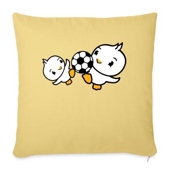 2 Birds Playing Soccer Together Fun Ball Sports - Sofa pillowcase 17,3'' x 17,3'' (45 x 45 cm) - washed yellow - Front