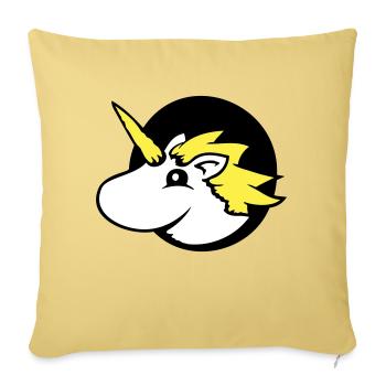 Licorne trou page drôle mignon dessin animé - Housse de coussin décorative 45 x 45 cm - jaune délavé - Devant
