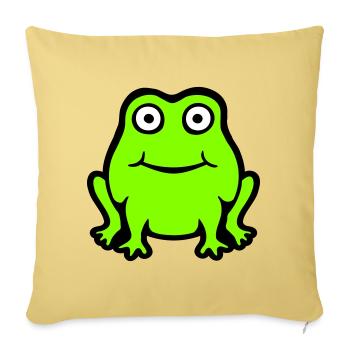 Grenouille Crapaud Sourire Drôle Bande dessinée Heureux Mignon - Housse de coussin décorative 45 x 45 cm - jaune délavé - Devant