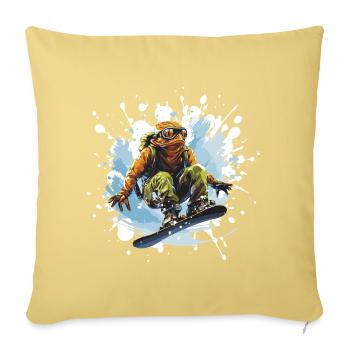 Frosch Snowboard - Sofakissenbezug 45 x 45 cm - Hellgelb - Vorne
