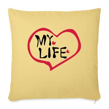 Coeur de ma vie - Housse de coussin décorative 45 x 45 cm - jaune délavé - Devant