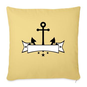 banner coat of arms text write anchor boat ship - Sofa pillowcase 17,3'' x 17,3'' (45 x 45 cm) - washed yellow - Front