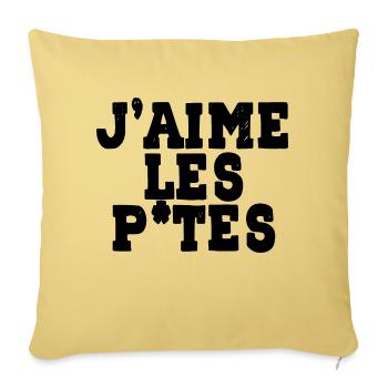j'aime les p*tes - Housse de coussin décorative 45 x 45 cm - jaune délavé - Devant