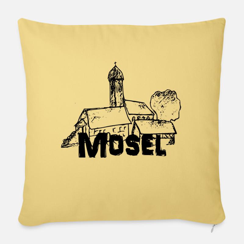 Mein Mosel Logo schwarz - Sofakissenbezug 45 x 45 cm - Hellgelb