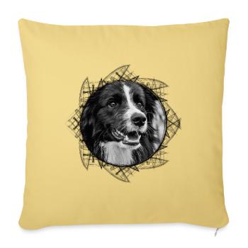 Border Collie - Sofa pillowcase 17,3'' x 17,3'' (45 x 45 cm) - washed yellow - Front