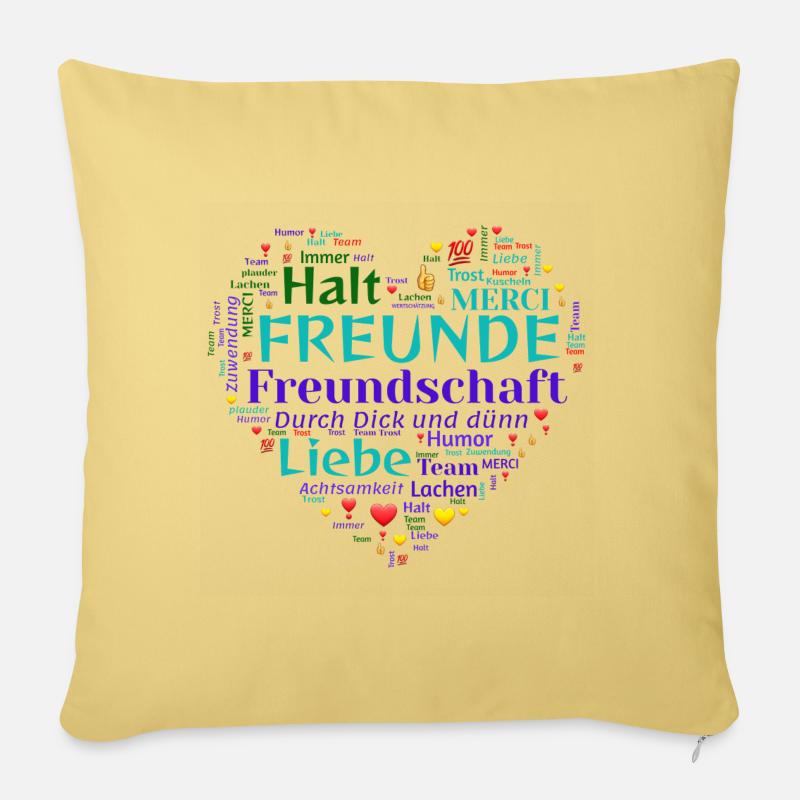 Freunde - Sofakissenbezug 45 x 45 cm - Hellgelb
