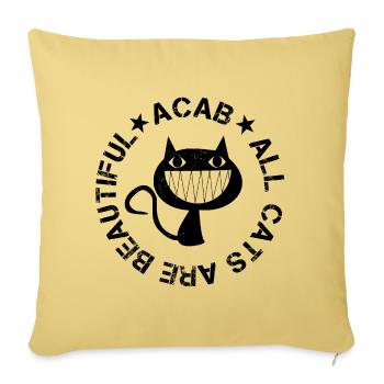 Tous les chats sont beaux - Housse de coussin décorative 45 x 45 cm - jaune délavé - Devant