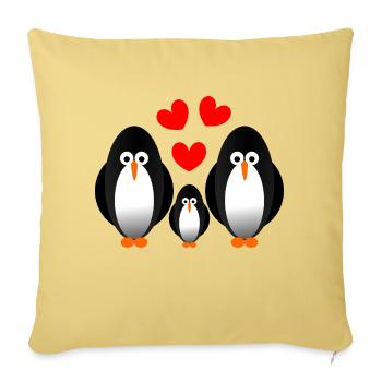 penguin family - Sofa pillowcase 17,3'' x 17,3'' (45 x 45 cm) - washed yellow - Front