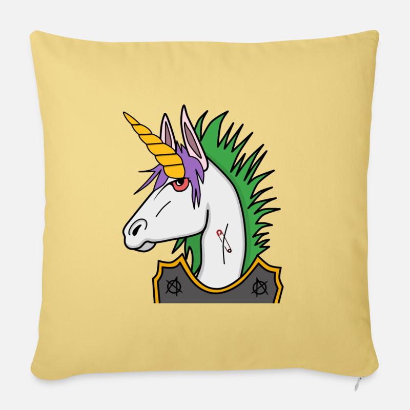 Einhorn Punk - Sofakissenbezug 45 x 45 cm - Hellgelb