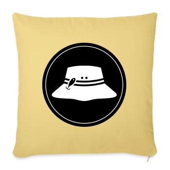 Cercle d’icônes de chapeau de pêche - Housse de coussin décorative 45 x 45 cm - jaune délavé - Devant