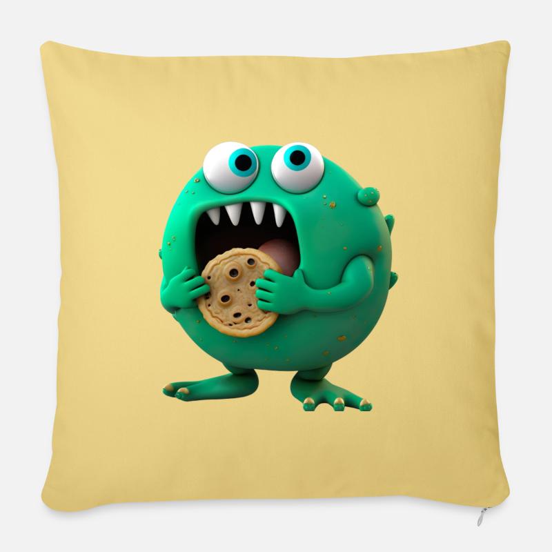 cute alien cookies monster - Housse de coussin décorative 45 x 45 cm - jaune délavé