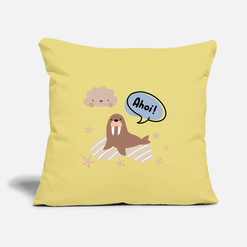 Ohé! Morse et étoile de mer | Conception côtière | Boho Housse de coussin décorative 45 x 45 cm