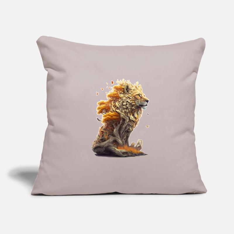 Lion avec des éléments de savane, conception de lion Housse de coussin décorative 45 x 45 cm