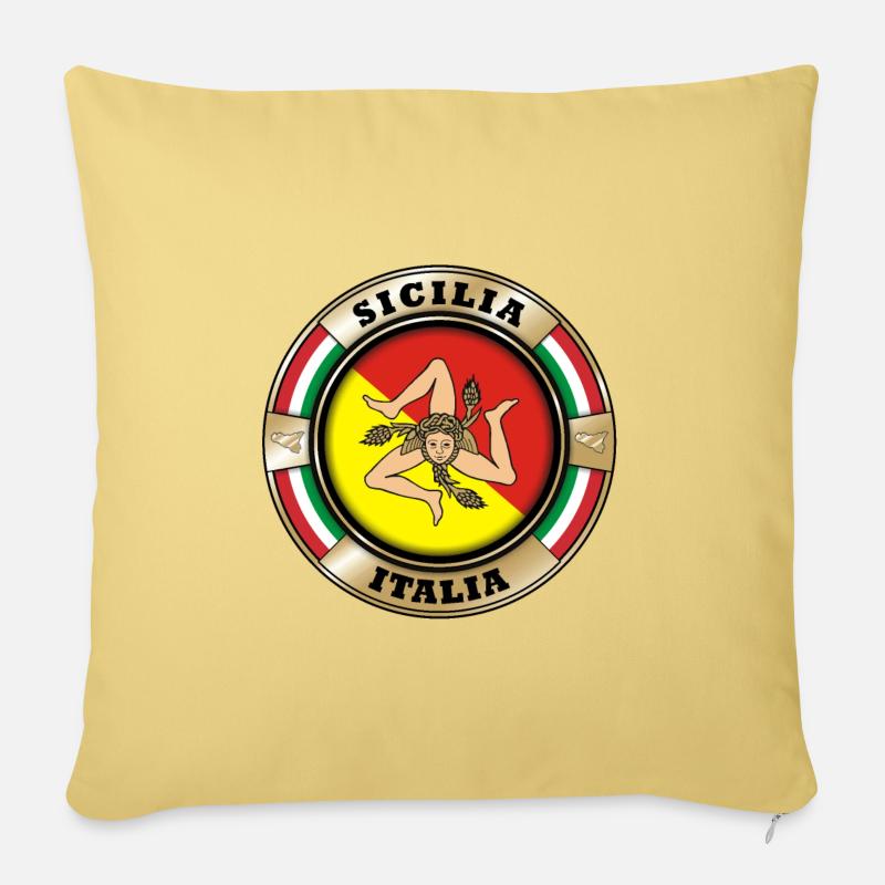 Sizilien Emblem - Sofakissenbezug 45 x 45 cm - Hellgelb