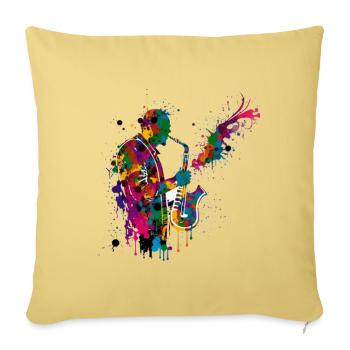 Saxophoniste Musicien Jazz - Housse de coussin décorative 45 x 45 cm - jaune délavé - Devant