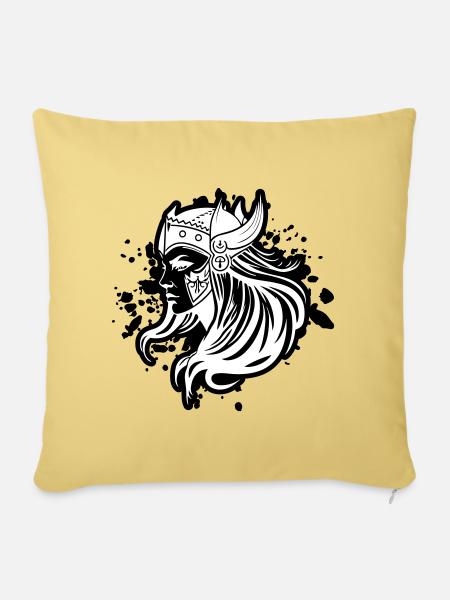 Wikinger Frau Kriegerin Viking - Sofakissenbezug 45 x 45 cm - Hellgelb