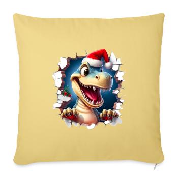 Dino Weihnachtsdurchbruch - Sofakissenbezug 45 x 45 cm - Hellgelb - Vorne