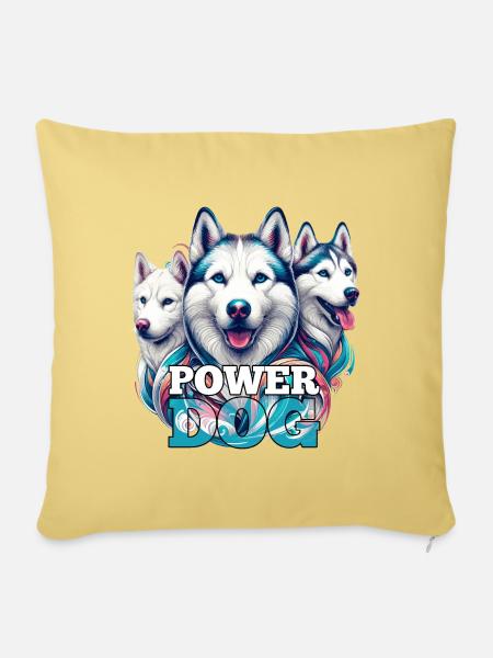 Husky Power Dog Geschenk - Sofakissenbezug 45 x 45 cm - Hellgelb