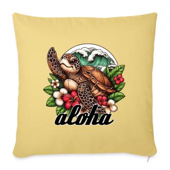 Aloha tortue Hawaï cadeau - Housse de coussin décorative 45 x 45 cm - jaune délavé - Devant