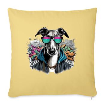 Greyhound chien lunettes de soleil Graffiti cadeau - Housse de coussin décorative 45 x 45 cm - jaune délavé - Devant