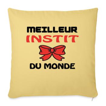 MEILLEUR INSTIT DU MONDE - Housse de coussin décorative 45 x 45 cm - jaune délavé - Devant