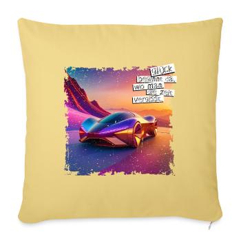 AFFICHE Dicton porte-bonheur | Voiture futuriste - Housse de coussin décorative 45 x 45 cm - jaune délavé - Devant