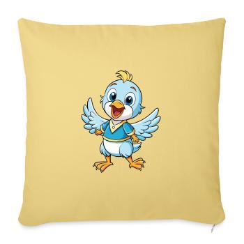 Colombe mignon personnage de dessin animé Kawaii Clipart - Housse de coussin décorative 45 x 45 cm - jaune délavé - Devant