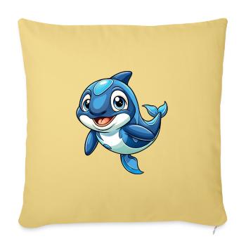 Orque Mignon Personnage De Dessin Animé Kawaii Clipart - Housse de coussin décorative 45 x 45 cm - jaune délavé - Devant