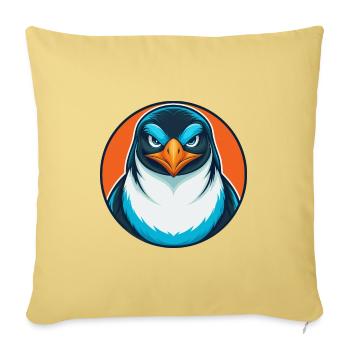 Pingouin mignon drôle Kawaii dessin animé Animal animal Logo - Housse de coussin décorative 45 x 45 cm - jaune délavé - Devant