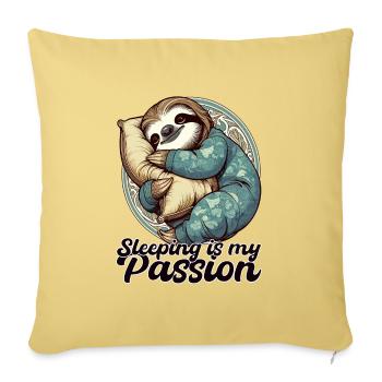 Cadeau de la passion endormie de la paresse - Housse de coussin décorative 45 x 45 cm - jaune délavé - Devant