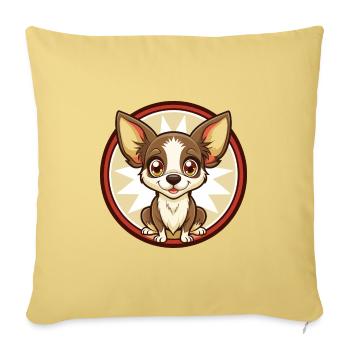 Chihuahua Dog Colorful Kawaii Cartoon Clipart Pet - Sofa pillowcase 17,3'' x 17,3'' (45 x 45 cm) - washed yellow - Front