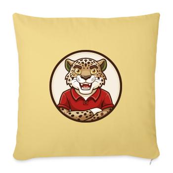 Jaguar Colorful Kawaii Cartoon Character Clipart - Sofa pillowcase 17,3'' x 17,3'' (45 x 45 cm) - washed yellow - Front
