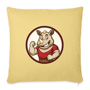 rhinocéros coloré kawaii personnage de dessin animé clipart - Housse de coussin décorative 45 x 45 cm - jaune délavé - Devant