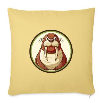 Walrus Colorful Kawaii Cartoon Character Clipart - Sofa pillowcase 17,3'' x 17,3'' (45 x 45 cm) - washed yellow - Front