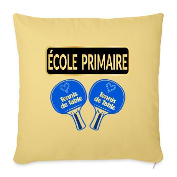 École Primaire - Tennis de Table - Housse de coussin décorative 45 x 45 cm - jaune délavé - Devant