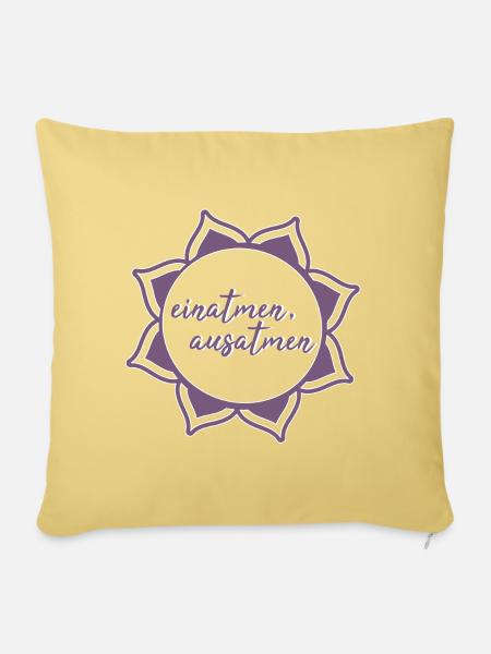 einatmen ausatmen Yoga Meditation Entspannung - Sofakissenbezug 45 x 45 cm - Hellgelb