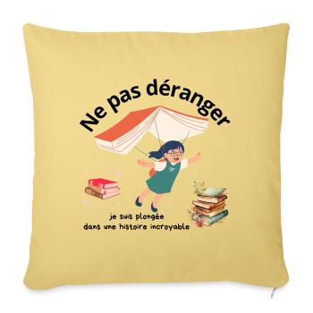 Ne pas déranger lecture - Housse de coussin décorative 45 x 45 cm - jaune délavé - Devant