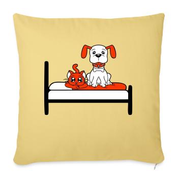 Dog Bed Cat Two Friends Team Kitten 2 Crew - Sofa pillowcase 17,3'' x 17,3'' (45 x 45 cm) - washed yellow - Front