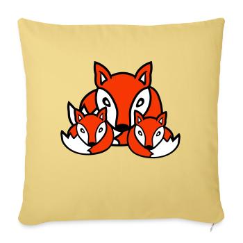 3 Foxes Friends Family Three Kids Crew Team Cute - Sofa pillowcase 17,3'' x 17,3'' (45 x 45 cm) - washed yellow - Front