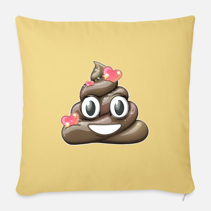 Verspieltes Happy Poop Design - Sofakissenbezug 45 x 45 cm - Hellgelb
