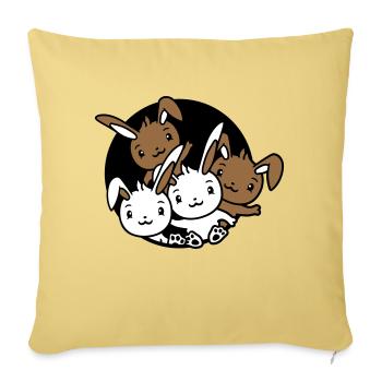 4 Bunnies Friends Team Crew Hole Quatre frères et sœurs - Housse de coussin décorative 45 x 45 cm - jaune délavé - Devant