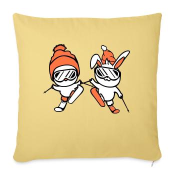 Bunny Bird Birthing Team Ski Bunny Ski Goggles Cap - Sofa pillowcase 17,3'' x 17,3'' (45 x 45 cm) - washed yellow - Front