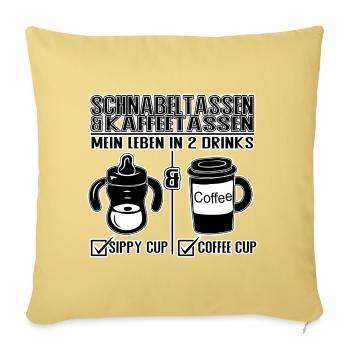 Schnabeltasse und Kaffeetasse Eltern Humor Design - Sofakissenbezug 45 x 45 cm - Hellgelb - Vorne