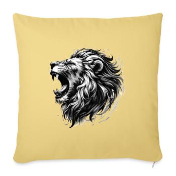 Lion rugit force noir et blanc Lion tête cadeau - Housse de coussin décorative 45 x 45 cm - jaune délavé - Devant