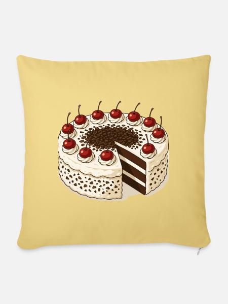 Schwarzwälder Kirschtorte - Sofakissenbezug 45 x 45 cm - Hellgelb