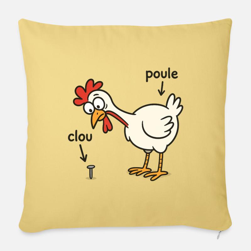 hen finding a nail - Sofa pillowcase 17,3'' x 17,3'' (45 x 45 cm) - washed yellow