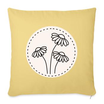 Daisy Line Art – Floral Motif Circle - Sofa pillowcase 17,3'' x 17,3'' (45 x 45 cm) - washed yellow - Front