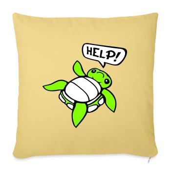 tortue dos penché sur le côté impuissant Aide - Housse de coussin décorative 45 x 45 cm - jaune délavé - Devant